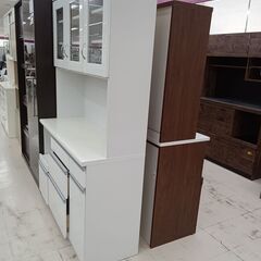 リユースのサカイ栃木店★ジモティ割あり★  食器棚 ホワイト W120×D45.5×H189 クリーニング済み TC10360の画像