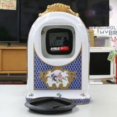 動作品 メーカー不明 陶器製 クオーツ式置時計 高さ26cm ローマンインデックス 花柄 金彩 鱗文様 蟻マーク 札幌市 清田区 平岡の画像