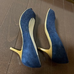 DIANA ネイビー デニム・スエード　シンデレラサイズ22.5の画像