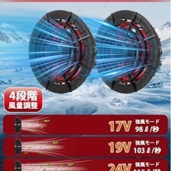 ファンバッテリーセット 日本製ブラシレスモーター 4段階風力調節 穴直径9cmの画像