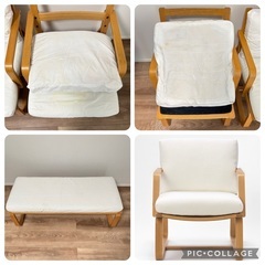 無印良品　リビングでもダイニングでもつかえるテーブル　ソファチェア　ベンチ　セットの画像