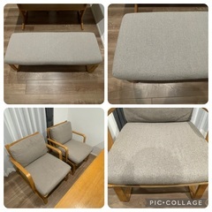 無印良品　リビングでもダイニングでもつかえるテーブル　ソファチェア　ベンチ　セットの画像
