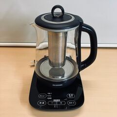 アイリスオーヤマ  電気ケトル ガラス製・温度調節付 IKE-G1500T（ブラック）2021年製の画像