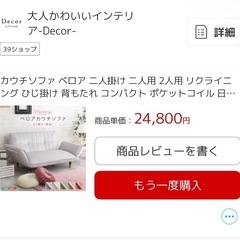カウチソファ　ベロア　2人用　折り畳み可　の画像