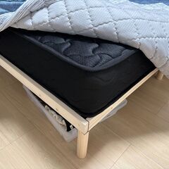 ダブル 宮棚 2口コンセント すのこベッド+マットレスの画像