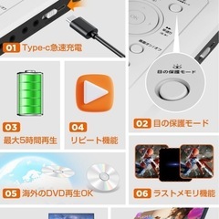 ★新品★ポータブルDVDプレーヤー type-c急速充電 12.5型 10.5インチ液晶の画像