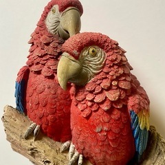 オウム レッド&ブルー Parrot 強化プラスチック 置物 軽量 フィギュアの画像