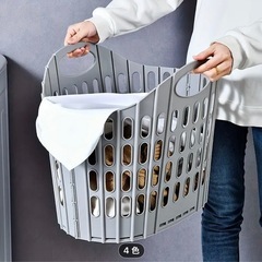 新品★白★洗濯カゴ★ランドリーバスケット★の画像