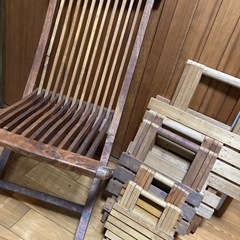 テーブル イス 木製 折りたたみ レトロの画像