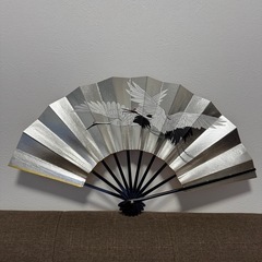 舞扇子　鶴　金銀　約29cmの画像