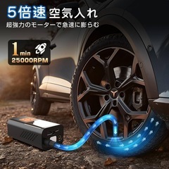 【新品未使用】電動空気入れ エアーポンプ 多機能 充電式 高速充填 コードレス 6000mAhの画像