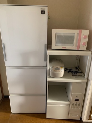 商談中　美品　冷蔵庫　炊飯器　米びつ棚　電子レンジ　SHARP  3ドア 冷蔵庫