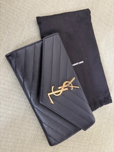 YSL ブラックレザー長財布 保存袋付き