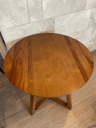 ミッドセンチュリーモダン 無垢材 ダイニング 小さな丸テーブル運送可能