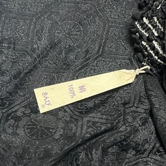 【未使用品】 和装小物　喪装セット　ブラック　黒　草履　バッグ　帯揚げ帯締め　正絹　総絞り　葬式　礼装　成人式の画像