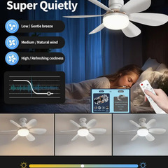 ファン付きLEDライト　ファン付きシーリングライト　40W　直径52cm　E26対応　リモコン付き　天井ファン　羽つきLEDシーリングライトの画像