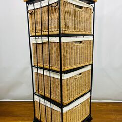 4段ラック バスケット カゴ引き出し サイズ:横幅40cm×奥行36cm×高さ104cmの画像