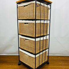 4段ラック バスケット カゴ引き出し サイズ:横幅40cm×奥行36cm×高さ104cmの画像