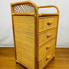 【籐家具】ラタンチェスト 引き出し4段 サイズ:横幅50cm×奥行38cm×高さ83cmの画像