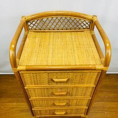 【籐家具】ラタンチェスト 引き出し4段 サイズ:横幅50cm×奥行38cm×高さ83cmの画像