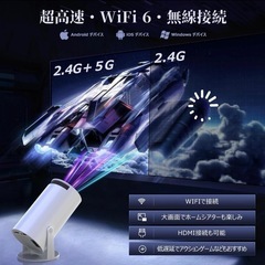 新品　プロジェクター 小型 家庭用 270°回転 18000LM 4K対応 ホワイトの画像