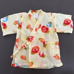 イチゴ　うさぎ　 コットン甚平 70cmの画像