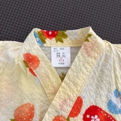 イチゴ　うさぎ　 コットン甚平 70cmの画像