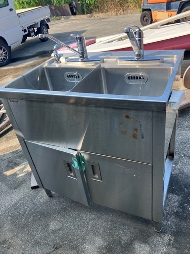 引取限定　2槽シンク　蛇口付き