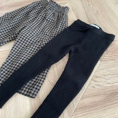 100cm zara冬素材ボトムス2点の画像