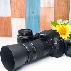 【全国送料無料】 Canon EOS Kiss X7i✨ カメラバッグ付き✨超望遠 ダブルレンズセット スマホ転送OK ズームセット✨ 届いたらすぐに使えます✨ キヤノン キャノンの画像