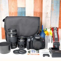【全国送料無料】 Canon EOS Kiss X7i✨ カメラバッグ付き✨超望遠 ダブルレンズセット スマホ転送OK ズームセット✨ 届いたらすぐに使えます✨ キヤノン キャノンの画像