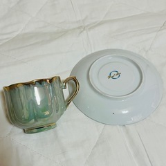 グリーン×ゴールド カップ&ソーサー 5客セット 高級感 食器 ティーカップの画像