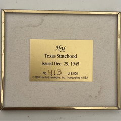 アメリカ購入品3点 テキサス州 タイル + アートタイル + 1945年 テキサス州昇格100周年記念切手 額装 コレクション アンティーク 海外切手の画像