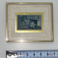 アメリカ購入品3点 テキサス州 タイル + アートタイル + 1945年 テキサス州昇格100周年記念切手 額装 コレクション アンティーク 海外切手の画像