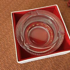 【昭和レトロ/雑貨】硝子 ガラス 豪華 灰皿 未使用品 重量1.5㎏ 株式会社河島商店新築記念 喫煙グッズの画像