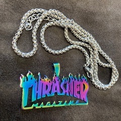 スラッシャー　THASHER ネックレス　チタン色　スケボー　スケートボードの画像