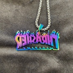スラッシャー　THASHER ネックレス　チタン色　スケボー　スケートボードの画像