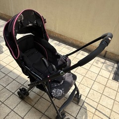 【Combi】AB型ベビーカー 両対面式 ブラック/ピンクの画像