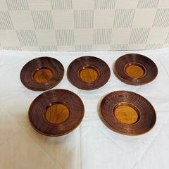 【未使用】木製 茶托 5枚セット 和食器 お茶会 来客用 茶たくの画像