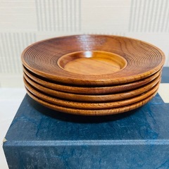 【未使用】木製 茶托 5枚セット 和食器 お茶会 来客用 茶たくの画像
