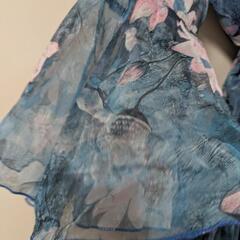 シルクシフォンフローラルドレス 花柄 ブルー S/M 希少 中古品 ※男性不可の画像