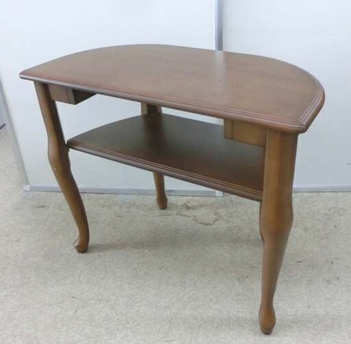 木製 コンソールテーブル 幅80 高さ68 奥行40 ブラウン 猫脚 半円 花台 飾り台  木目調 札幌 西野店 木製 コンソールテーブル 幅80 高さ68 奥行40 ブラウン 猫脚 半円 花台