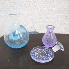 小樽北一ガラス製醤油差しと酒器セット　の画像