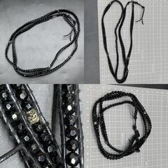 J349　CHAN LUU チャンルー 天然石 ストーンビーズ ラップブレス スカル髑髏ドクロモチーフ　ブレスレット ネックレス　ブラック黒の画像