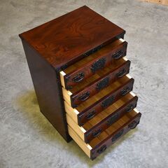 ≪yt2014ジ≫ 岩谷堂箪笥 桜木作 チェスト60 5段5杯 幅60cm 桜木家具店製造 和風/和箪笥/民芸箪笥/小箪笥/欅/漆塗装/中古家具/宮城県仙台市 70822-07の画像