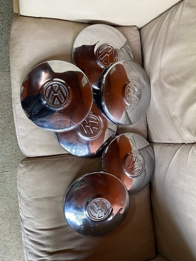 空冷ビートルタイプ1純正４穴メッキキャップ　6PCS