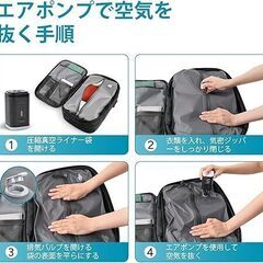 【新品未使用】[travel inspira] 真空圧縮 リュック TSA 盗難防止 60L ポンプ付き ビズネス 旅行用 大容量 拡張可能 防水 17.2インチ りゅつく カジュアル PC収納 タウンリュック 通気 多機能 通勤通学 出張の画像