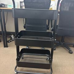 キャスター付き 3段ワゴン 黒 ブラック スチール製 幅40cm 奥行30cm 高さ81cm 収納ラック キッチン オフィス サイドワゴンの画像