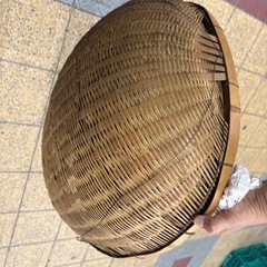 レトロ　二つ　片口ざる　片口かご 　竹かご　どじょうすくいかごの画像