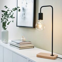 【美品】 IKEA TVÄRHAND テーブルランプ ブラック×竹の画像